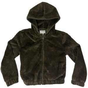 Cupcakes and Cashmere Green Faux Fur Zip Hoodie Jacket